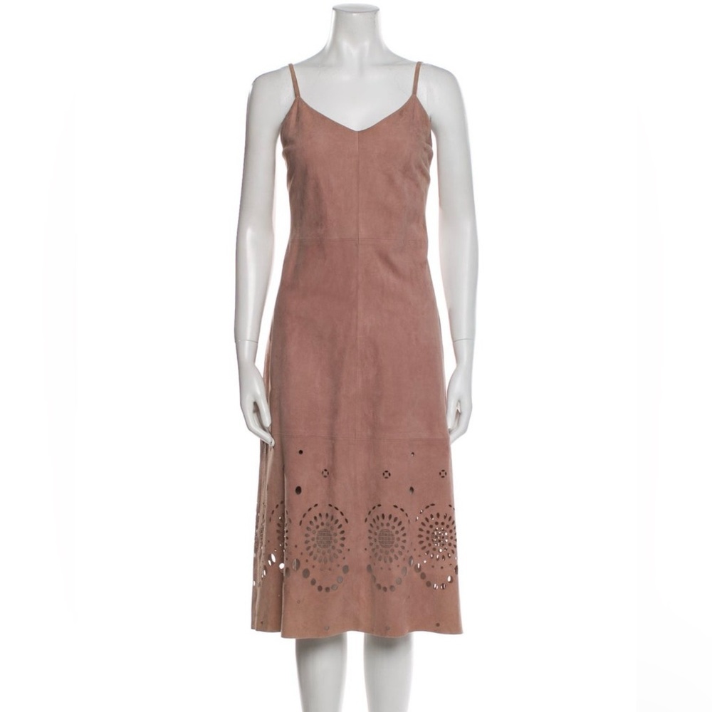Elegant Rebecca Taylor Tan Suede Sleeveless Dress